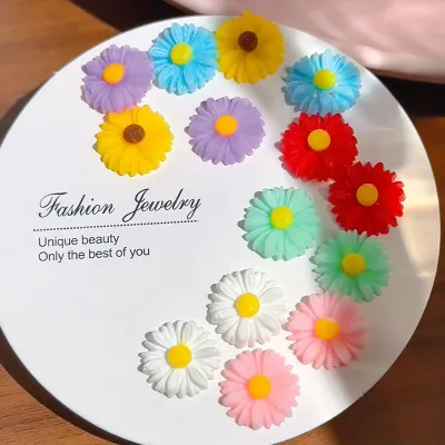 Unique Multi Color Sunflower Earring Set ( 7 Pairs )